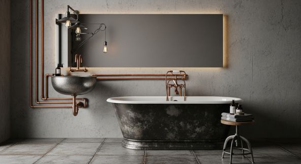 Salle de bains industrielle : idées innovantes