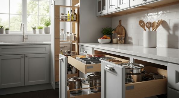 Comment bien choisir et utiliser les rangements coulissants en cuisine