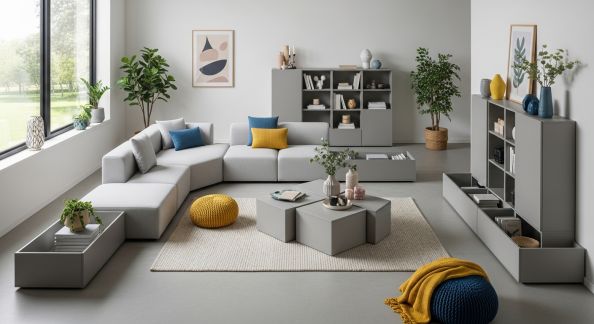 10 Astuces pour Optimiser l'Espace dans votre Salon avec des Meubles Modulaires