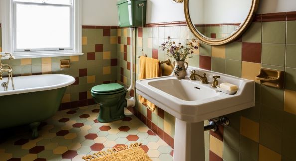 Le retour des couleurs rétro dans nos salles de bains