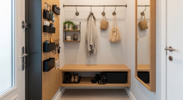 Optimiser un Petit Hall d'Entrée avec des Rangements Astucieux